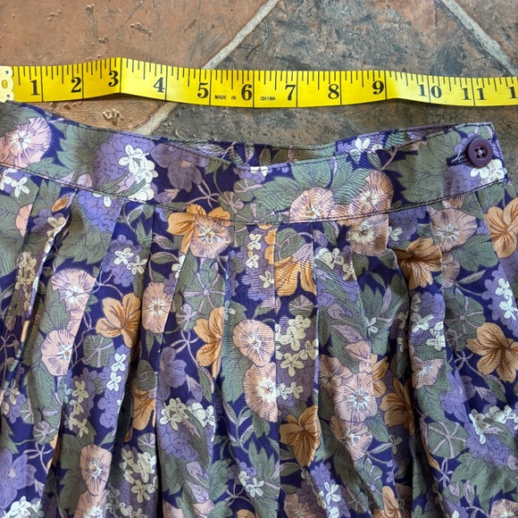 Vintage 80s Floral Maxi Skirt Blue Green Yellow Cottagecore Boho Prairie Vibe - Picture 7 of 8